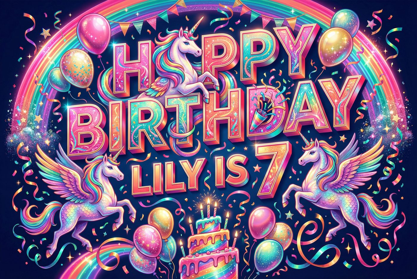 Lily's Birthday · Party Time placemat — unicorns and rainbows