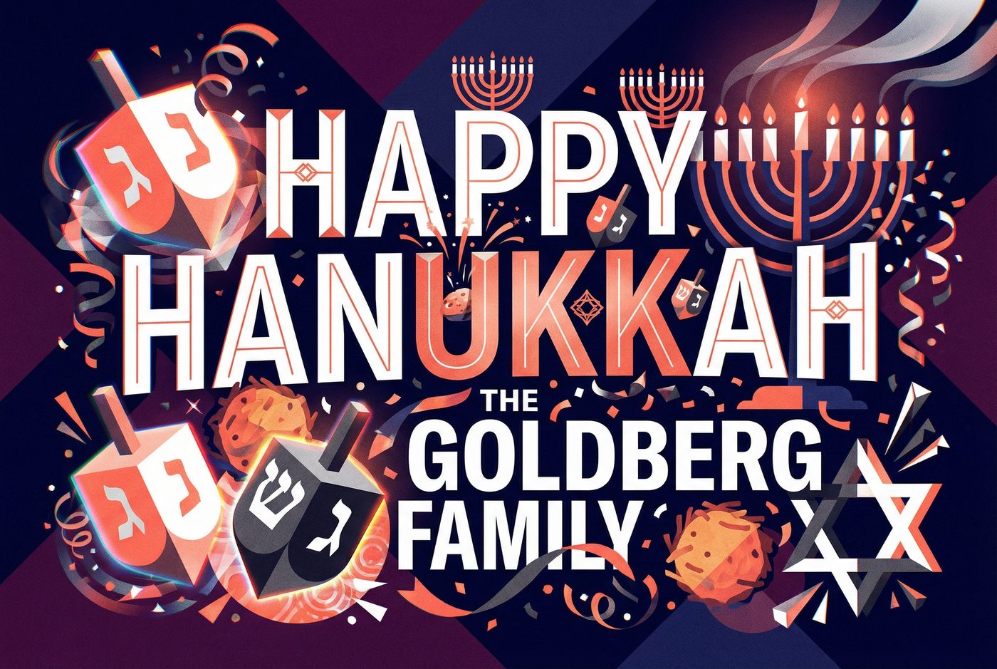 Goldberg Family Hanukkah · Modern placemat — latkes and dreidels
