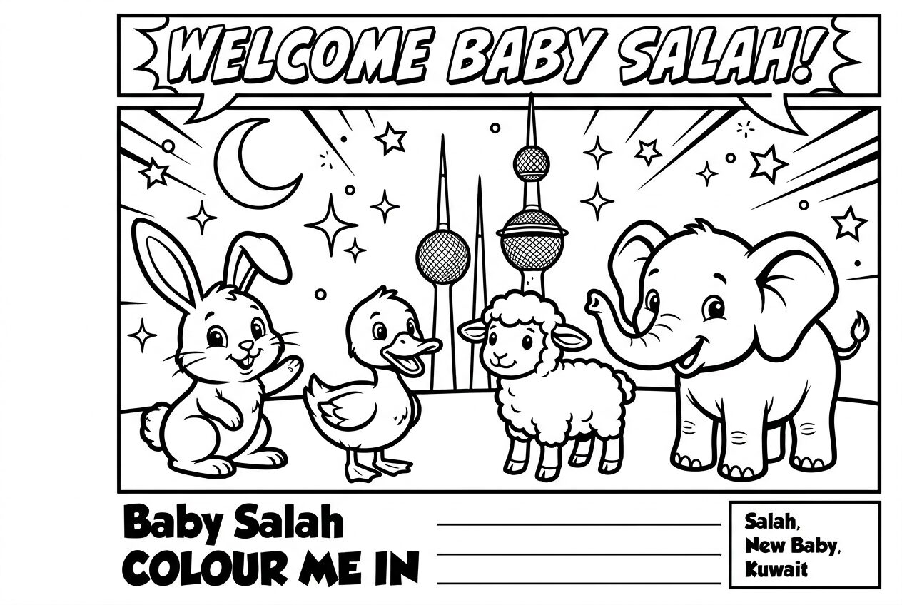 Salah · Welcome Little One · Comic Bold Lines — Kuwait