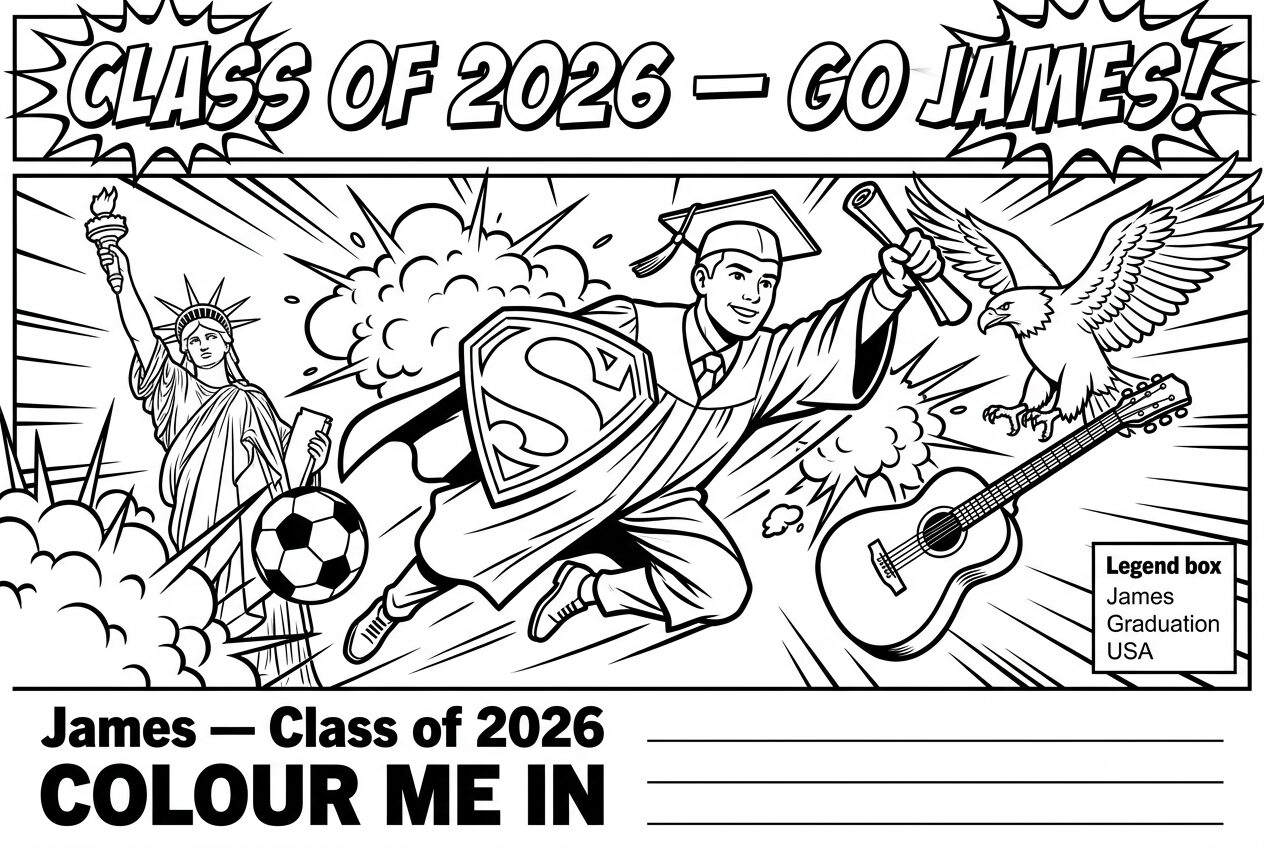 James — Class of 2026 · Graduation · Comic Bold Lines — USA