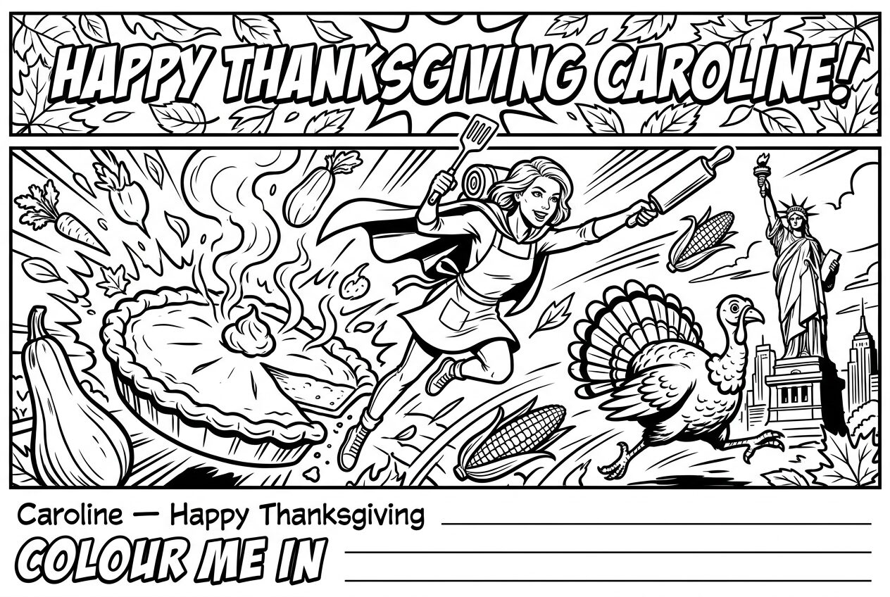 Caroline · Happy Thanksgiving · Comic Bold Lines — USA