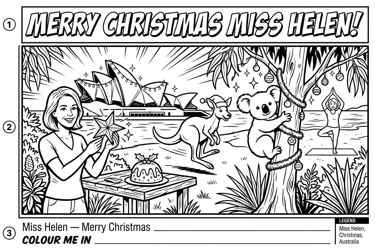 Miss Helen · Merry Christmas · Comic Bold Lines — Australia